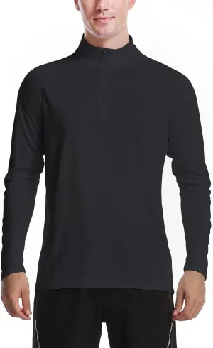 DAYOUNG Mens Zip Pullover UPF 50  Sun Protection Long Sleeve Hiking Fishing Outdoors Performance T-Shirt