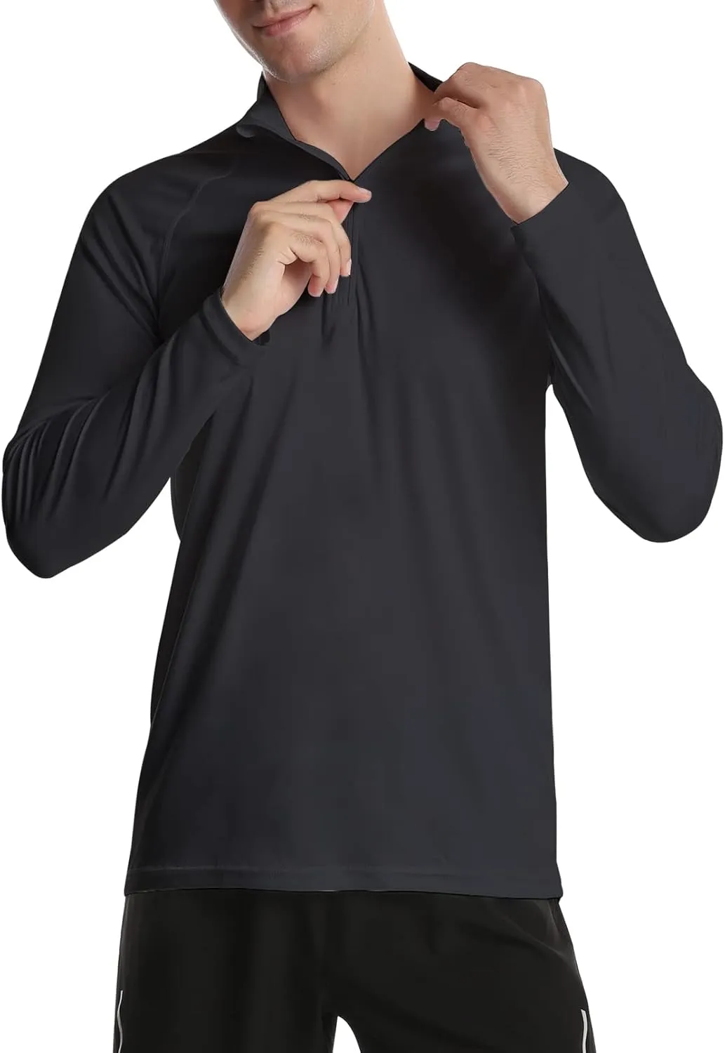 DAYOUNG Mens Zip Pullover UPF 50  Sun Protection Long Sleeve Hiking Fishing Outdoors Performance T-Shirt