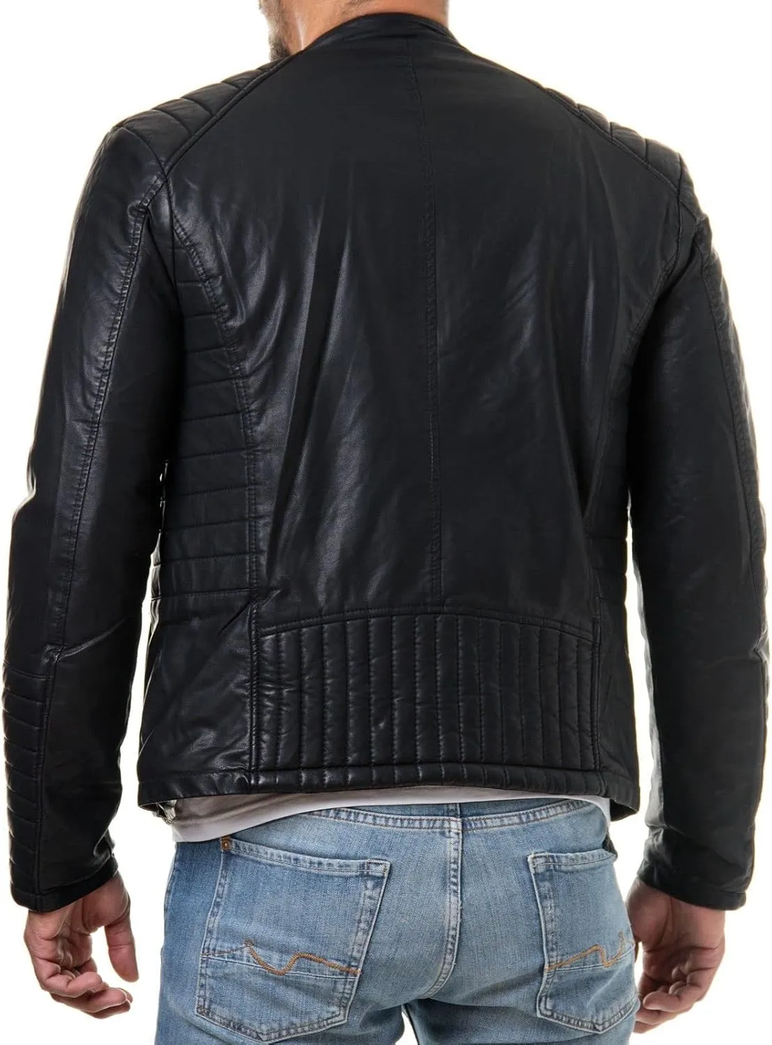 DECIMAL Men's Black Genuine Lambskin Leather Biker Jacket VINTAGE REAL BROWN MOTORCYCLE JACKETS FOR MEN