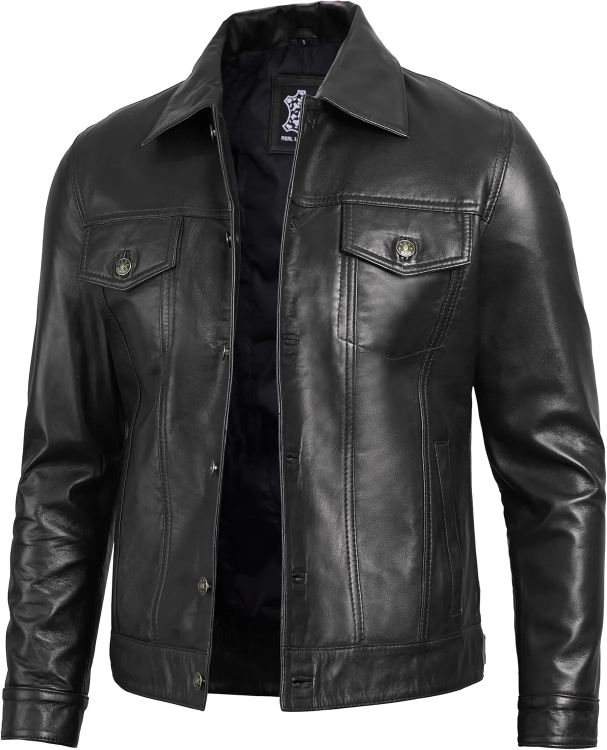Decrum Leather Jacket For Men - Real Lambskin Vintage Trucker Mens Leather Jackets