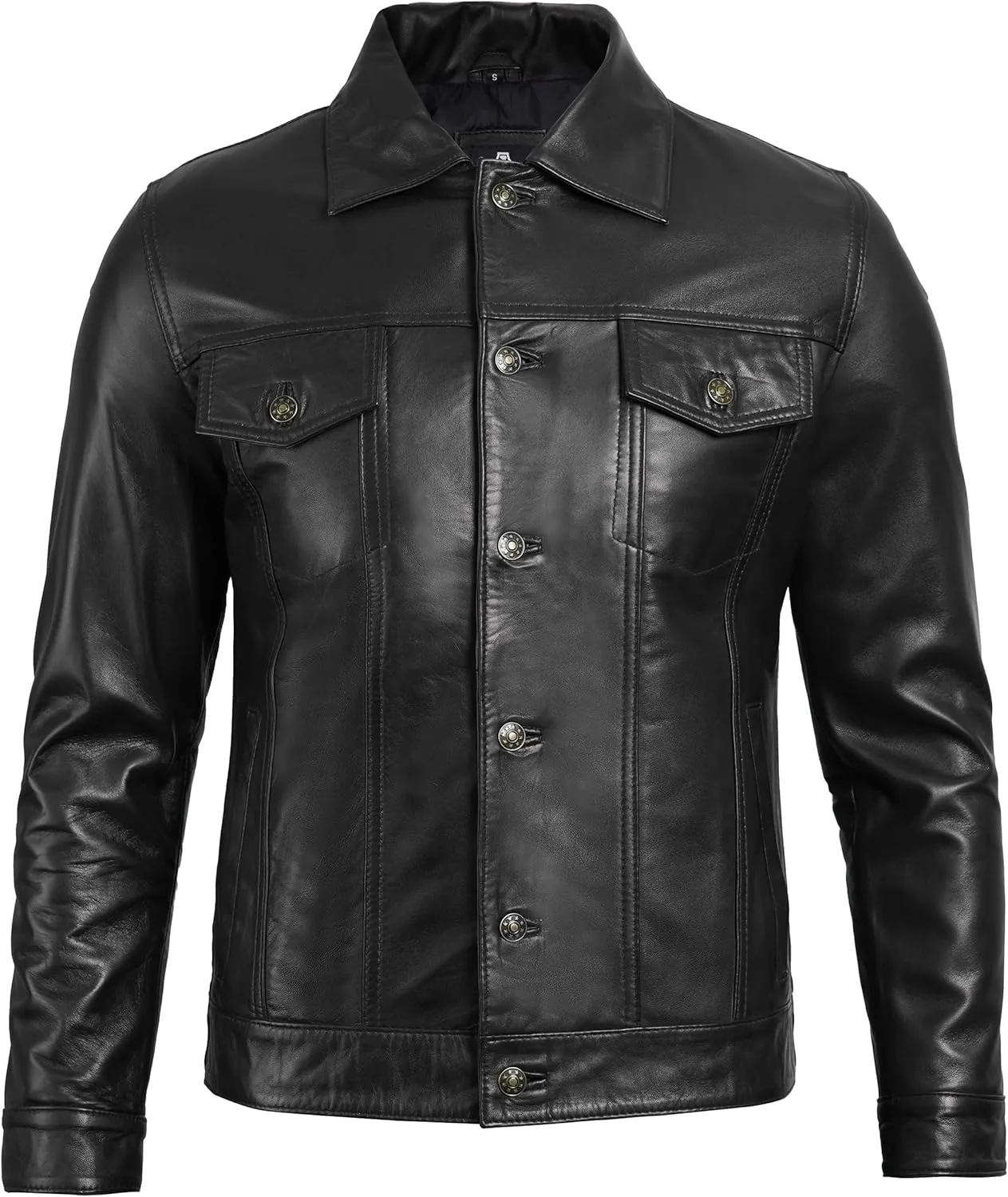 Decrum Leather Jacket For Men - Real Lambskin Vintage Trucker Mens Leather Jackets