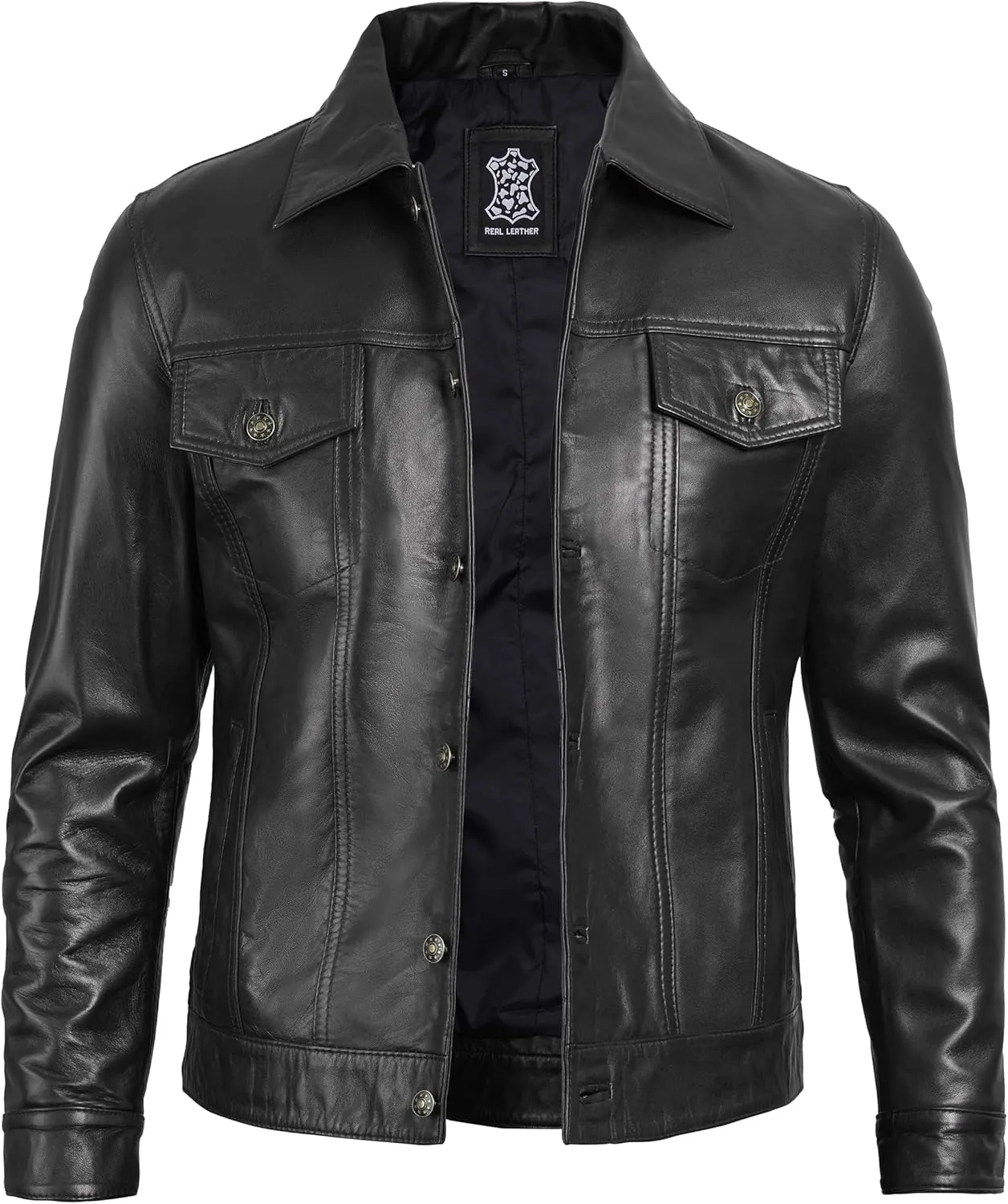 Decrum Leather Jacket For Men - Real Lambskin Vintage Trucker Mens Leather Jackets