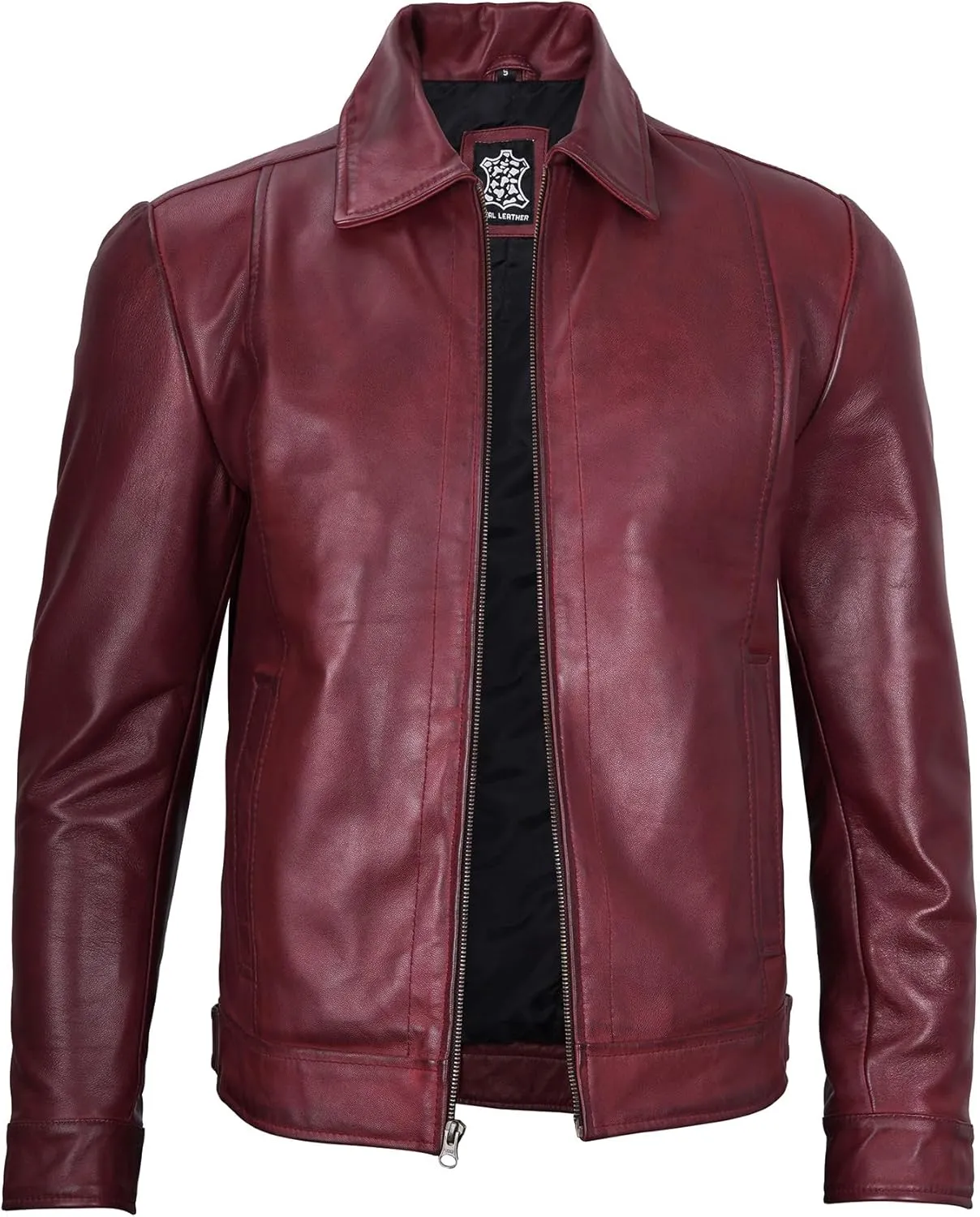 Decrum Mens Leather Jacket - Real Lambskin Classic Vintage Style Leather Jackets For Men