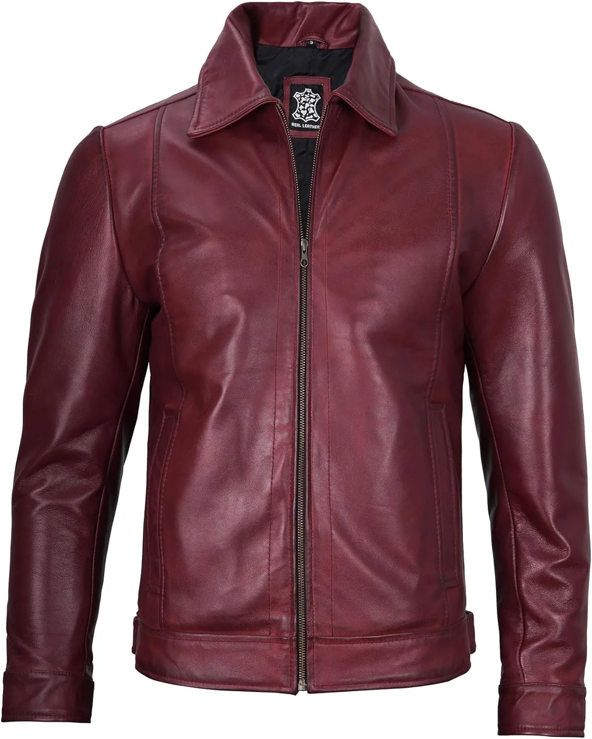 Decrum Mens Leather Jacket - Real Lambskin Classic Vintage Style Leather Jackets For Men
