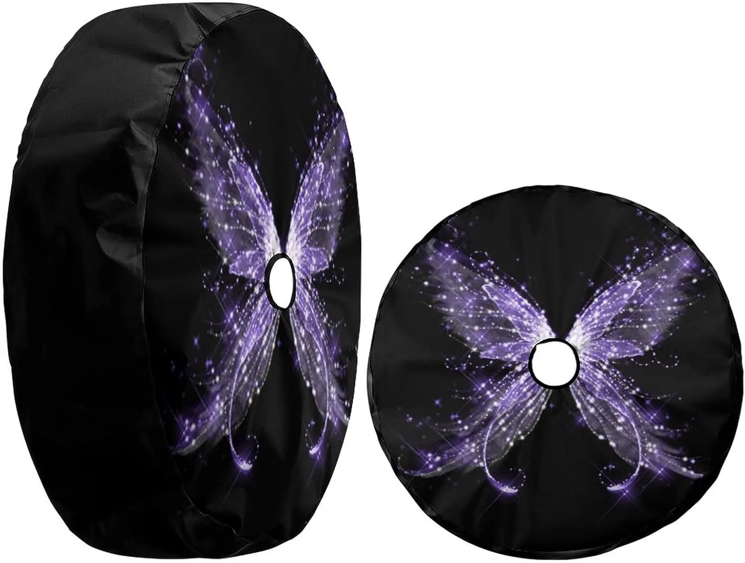 Delerain Spare Tire Cover with Backup Camera Hole Butterfly Wheel Covers Waterproof Dust-Proof UV Sun Universal Fit for RV Trailer RV SUV Truck (17 Inch for Diameter 31"-33")