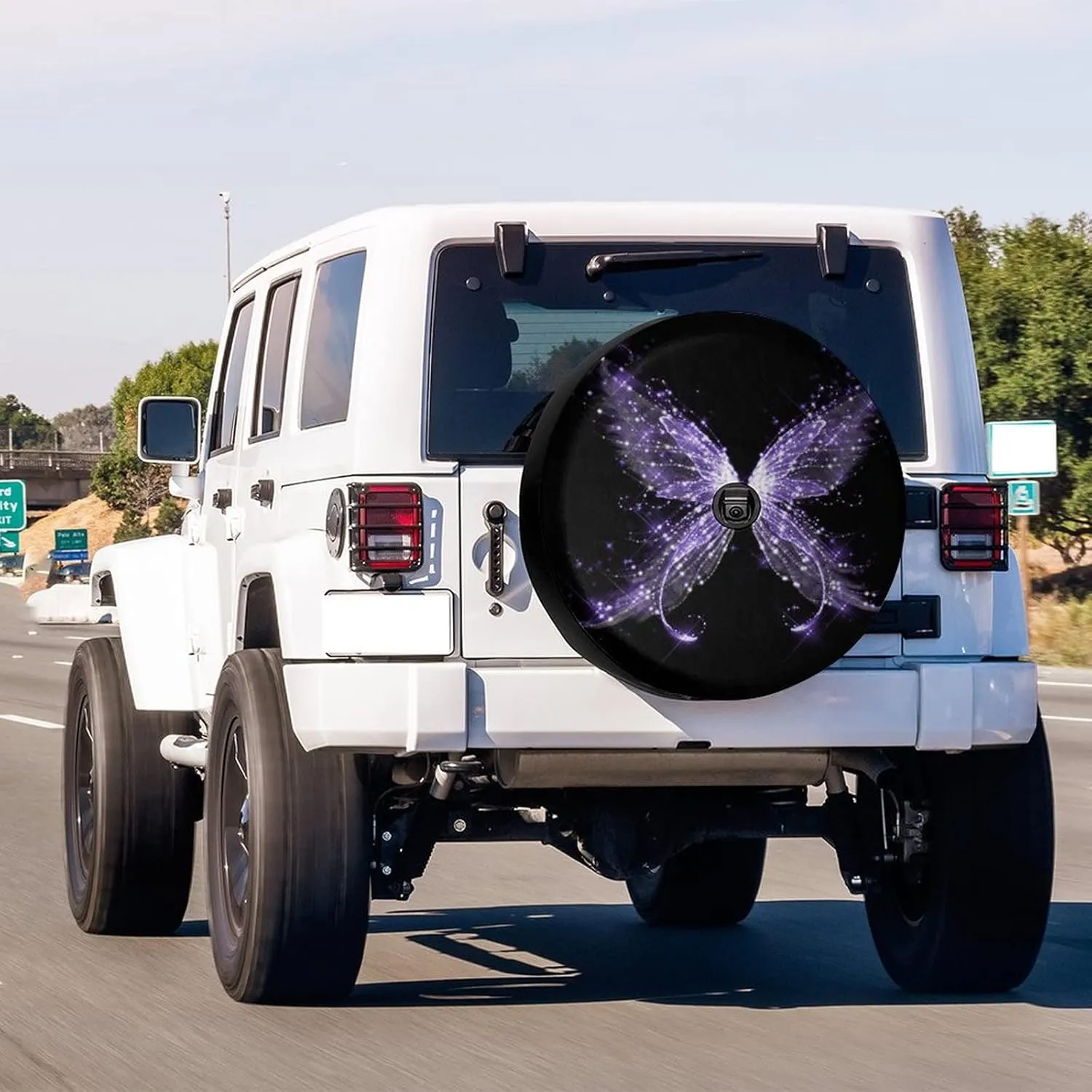 Delerain Spare Tire Cover with Backup Camera Hole Butterfly Wheel Covers Waterproof Dust-Proof UV Sun Universal Fit for RV Trailer RV SUV Truck (17 Inch for Diameter 31"-33")