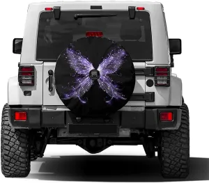 Delerain Spare Tire Cover with Backup Camera Hole Butterfly Wheel Covers Waterproof Dust-Proof UV Sun Universal Fit for RV Trailer RV SUV Truck (17 Inch for Diameter 31"-33")