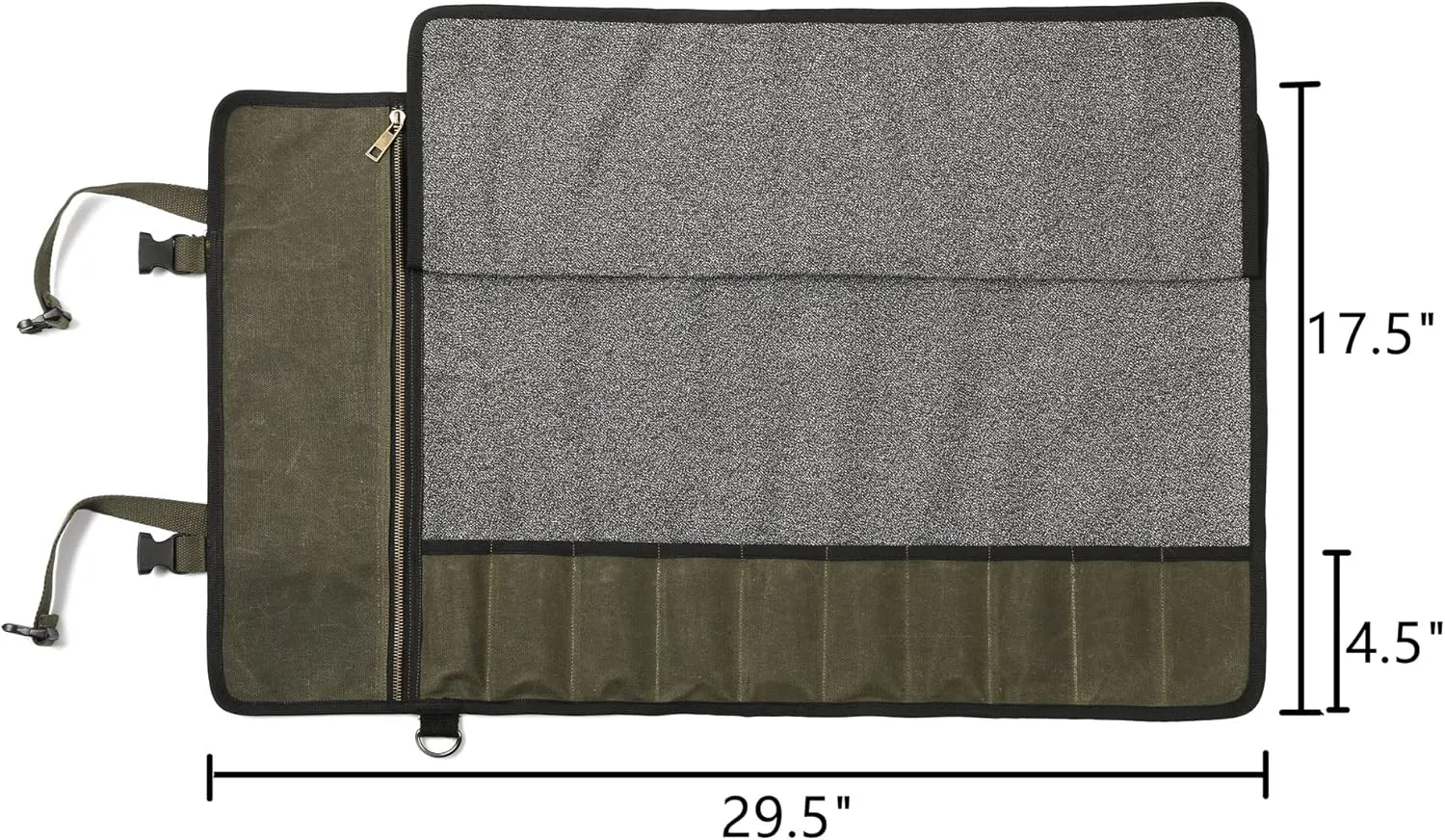 Denifiter Professional Chef's Knife Bag with Anti Cutting Fabric Inside, Heavy Duty 16oz Waxed Canvas, 10 Slots & 1 Large Zipper Pocket & Durable Handle(Army Green)