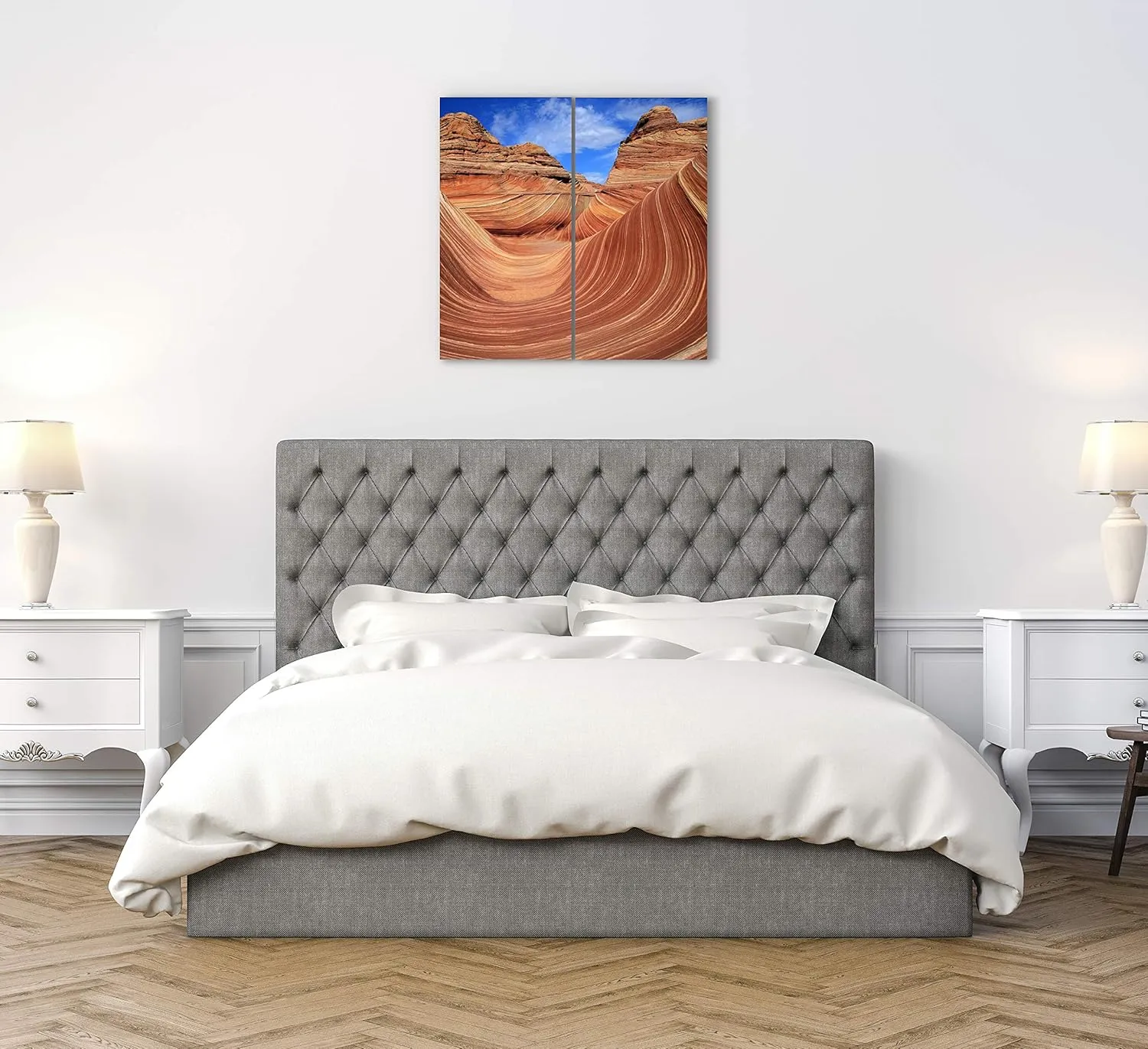 Desert Canvas Wall Art Decor - 2 Piece Set, Decorative Multi Panel Split Prints - Arizona Landscape Picture for Living Room, Kitchen, Bedroom, Office & Home Decor Gift