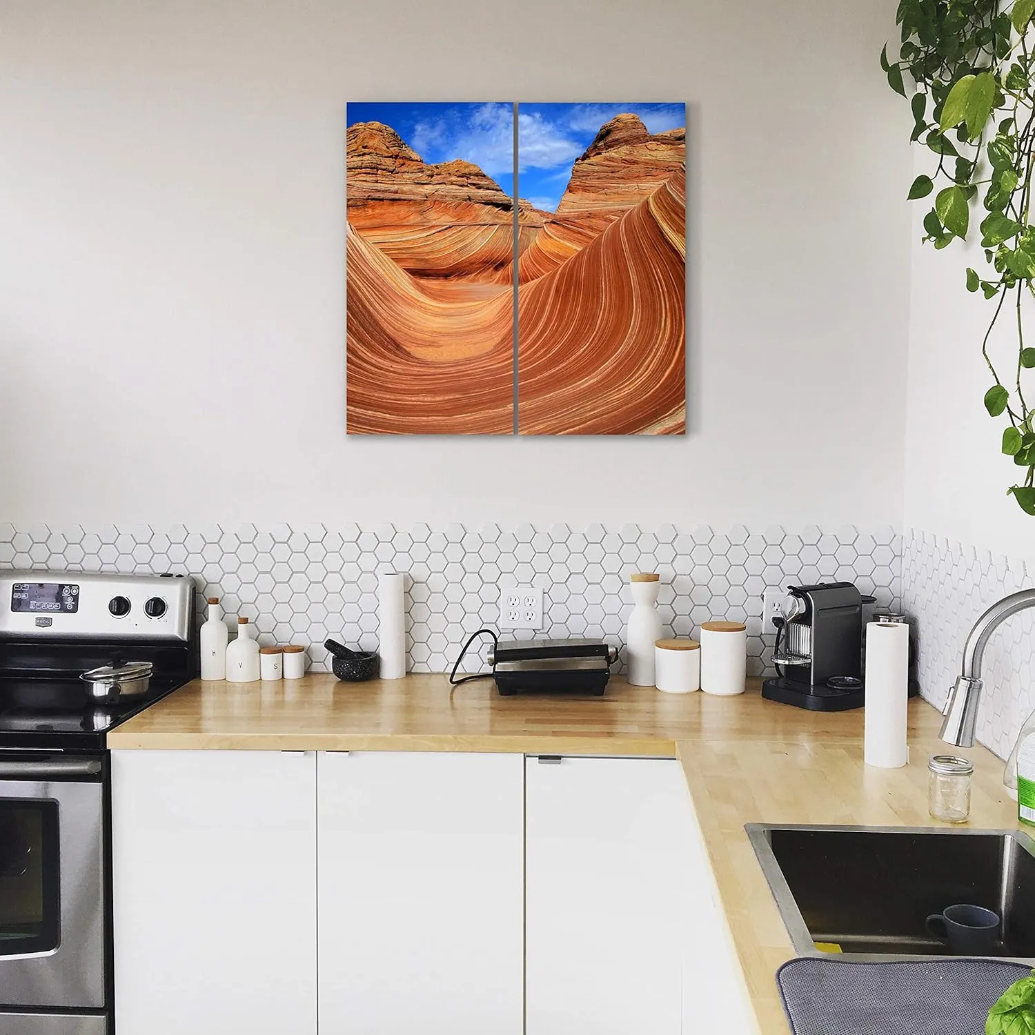 Desert Canvas Wall Art Decor - 2 Piece Set, Decorative Multi Panel Split Prints - Arizona Landscape Picture for Living Room, Kitchen, Bedroom, Office & Home Decor Gift