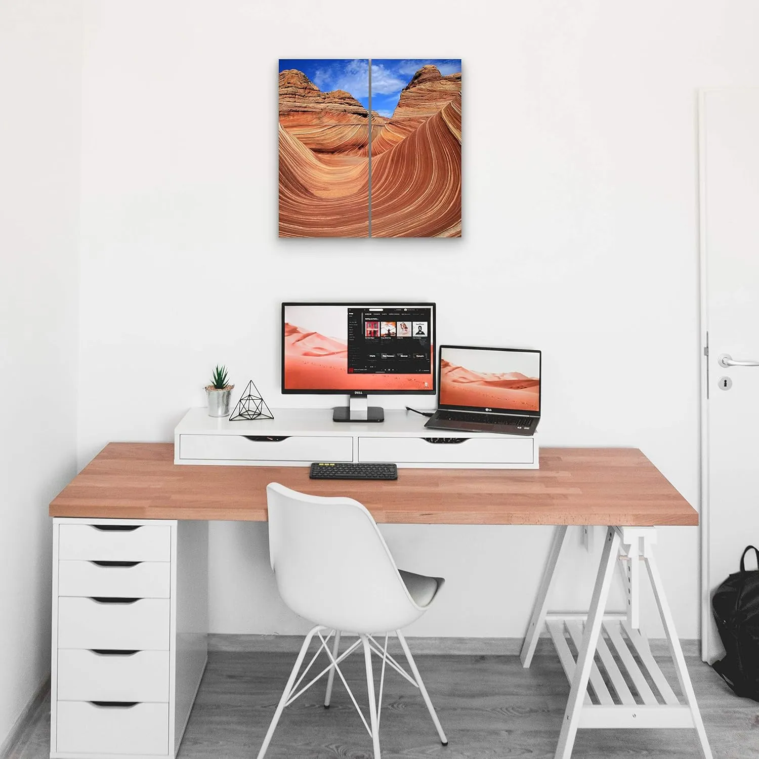 Desert Canvas Wall Art Decor - 2 Piece Set, Decorative Multi Panel Split Prints - Arizona Landscape Picture for Living Room, Kitchen, Bedroom, Office & Home Decor Gift