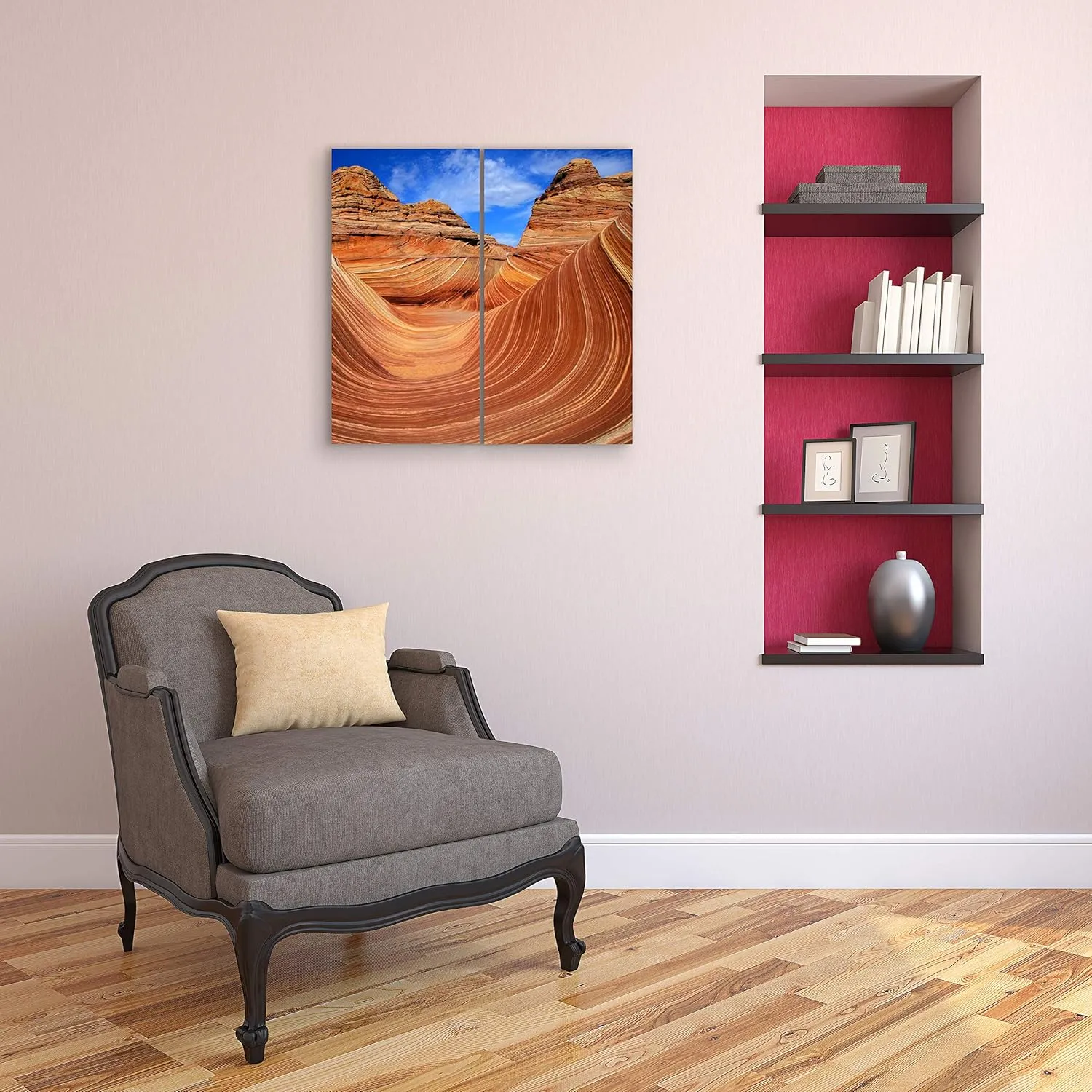 Desert Canvas Wall Art Decor - 2 Piece Set, Decorative Multi Panel Split Prints - Arizona Landscape Picture for Living Room, Kitchen, Bedroom, Office & Home Decor Gift