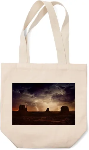 Desert Storm, Lightning Strikes (100% Cotton Canvas Reusable Tote Bag)