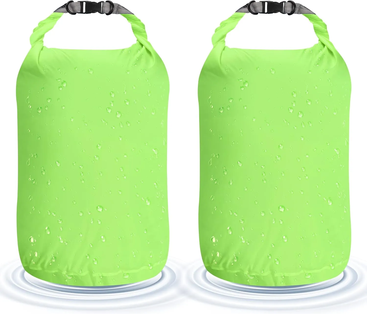 Desoto Waterproof Dry Bag 2 packs, 2L/5L/10L/20L/40L/70L Dry Sack Lightweight Portable, Dry Storage Bag to Keep Gear Dry Clean for Kayaking, Gym, Hiking, Swimming, Camping (Green, 20L)