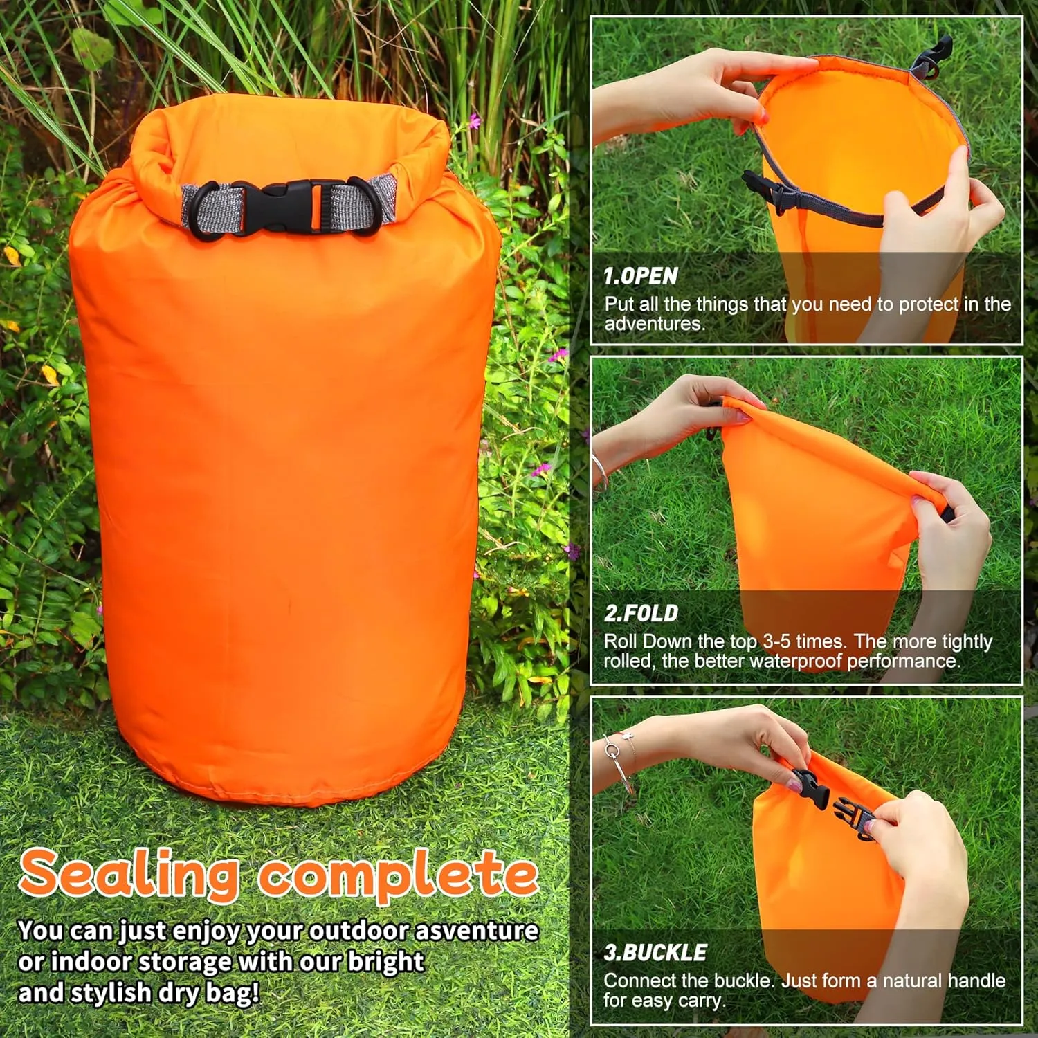 Desoto Waterproof Dry Bag 2 packs, 2L/5L/10L/20L/40L/70L Dry Sack Lightweight Portable, Dry Storage Bag to Keep Gear Dry Clean for Kayaking, Gym, Hiking, Swimming, Camping (Green, 20L)