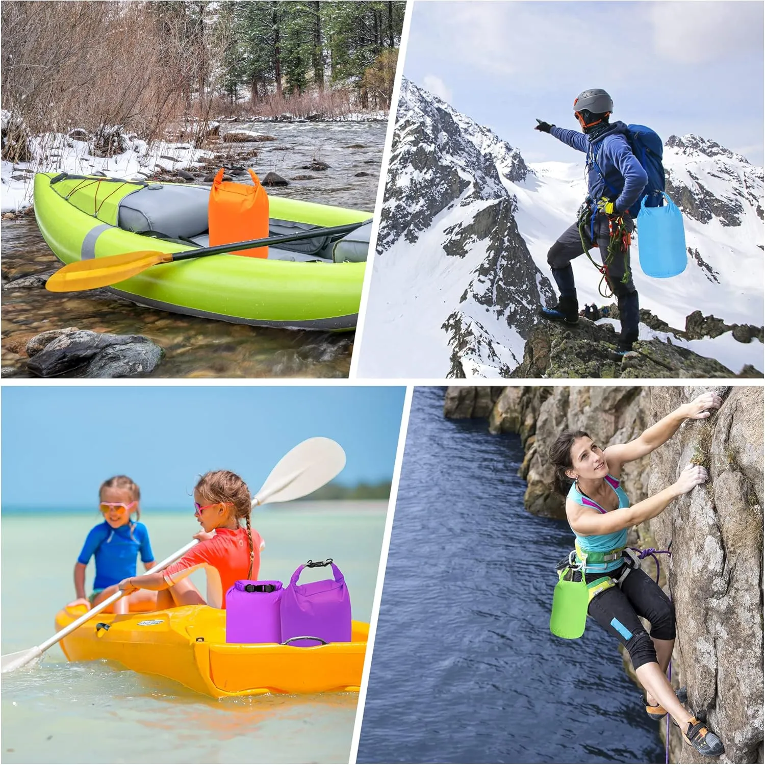 Desoto Waterproof Dry Bag 2 packs, 2L/5L/10L/20L/40L/70L Dry Sack Lightweight Portable, Dry Storage Bag to Keep Gear Dry Clean for Kayaking, Gym, Hiking, Swimming, Camping (Green, 20L)