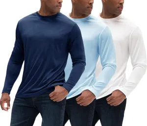 DEVOPS 3 Pack Men's Sun Protection Long Sleeve Rash Guard Fishing Running Garden Cycling Garage Homewear Quick Dry Shirt