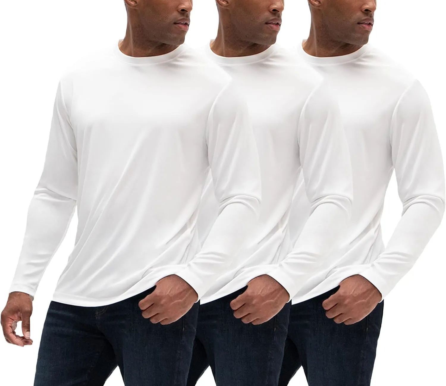 DEVOPS 3 Pack Men's Sun Protection Long Sleeve Rash Guard Fishing Running Garden Cycling Garage Homewear Quick Dry Shirt