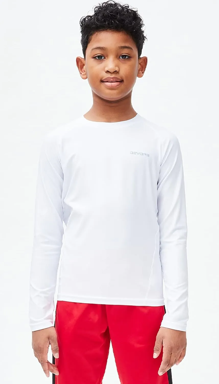DEVOPS Youth Boys 2 or 3 Pack Compression Athletic Performance Baselayer Long Sleeve Shirts