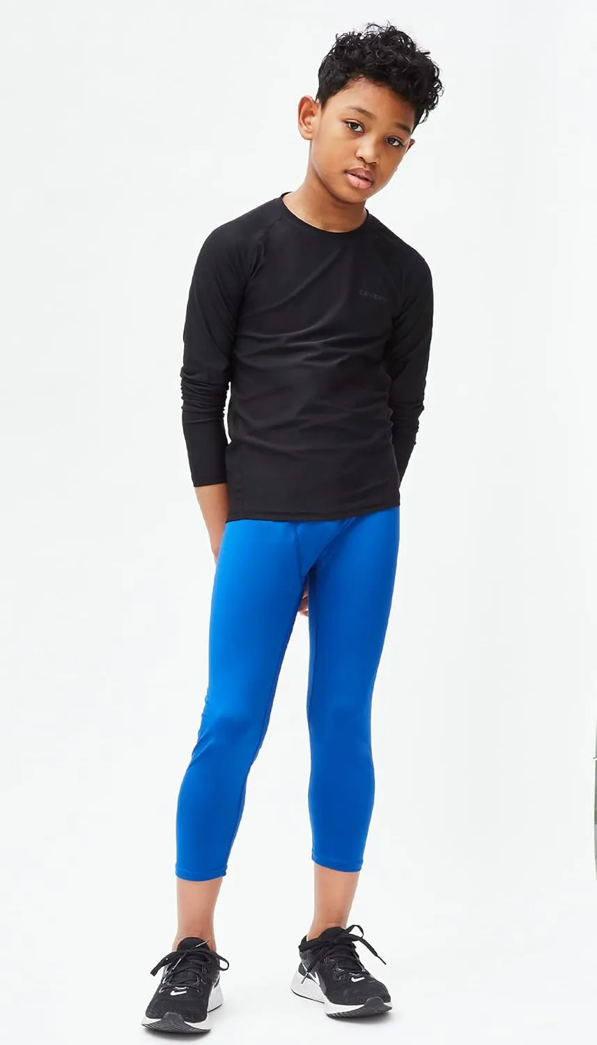 DEVOPS Youth Boys 2 or 3 Pack Compression Athletic Performance Baselayer Long Sleeve Shirts
