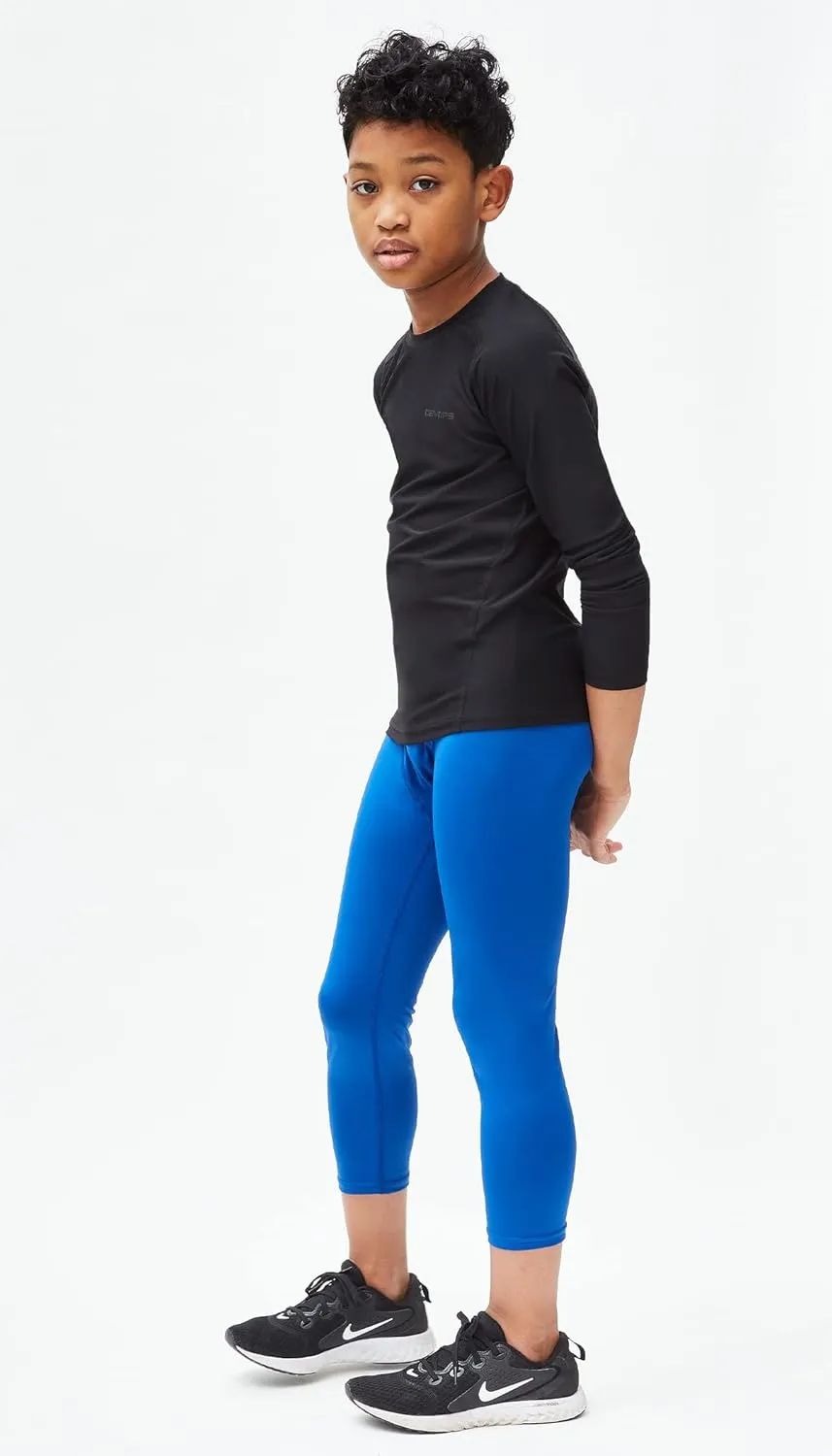 DEVOPS Youth Boys 2 or 3 Pack Compression Athletic Performance Baselayer Long Sleeve Shirts