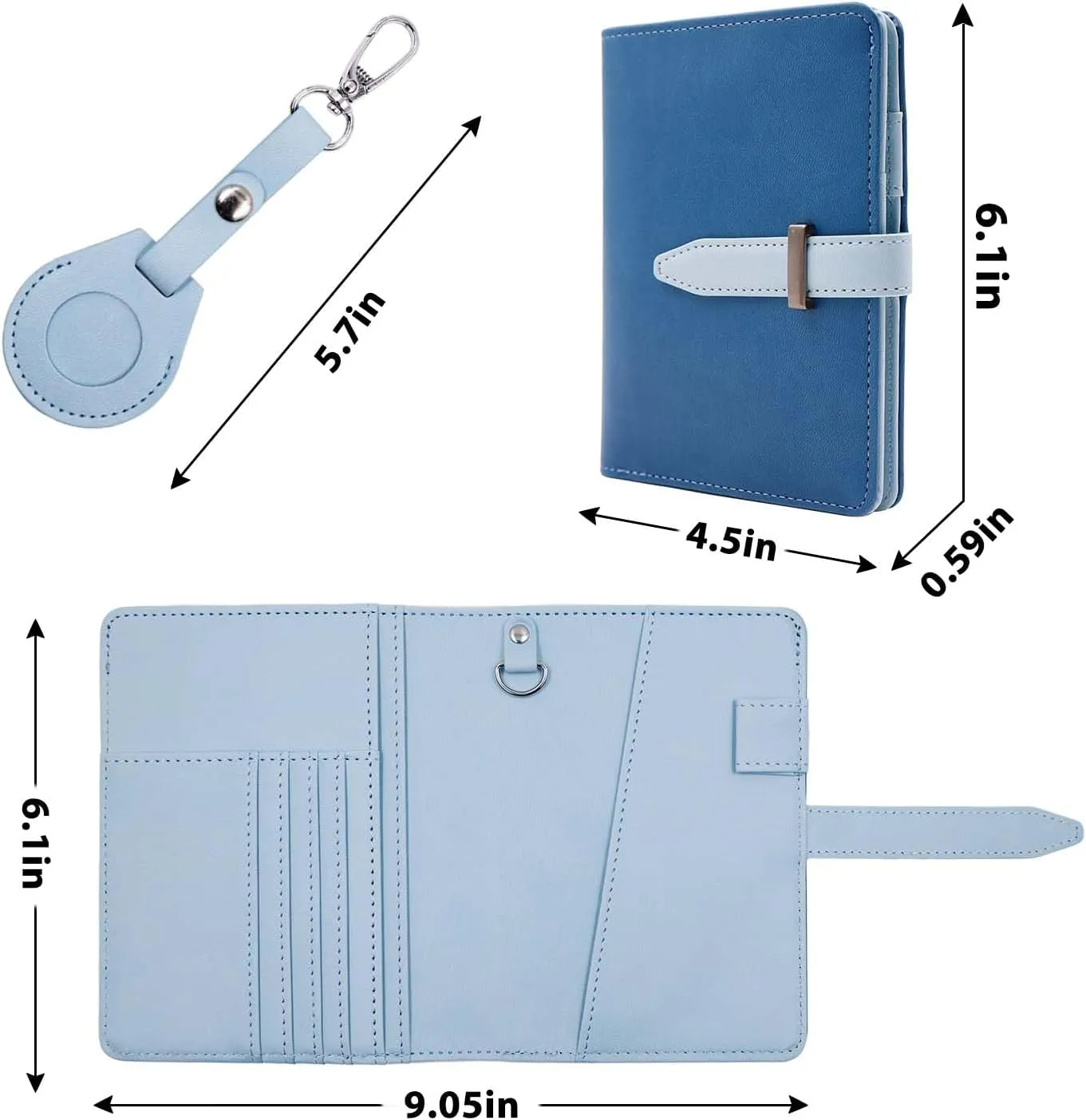 Deziliao Passport wallets, Mulit-purpose RFID Blocking Passport Holder AirTag Wallet, Travel Wallet (Blue)