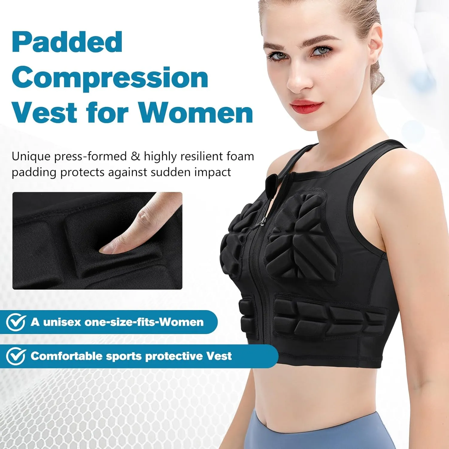 DGXINJUN Youth Aldult Padded Vest for Women Football Impact Chest Rib Protector for Girls Soccer Football Rugby Softball