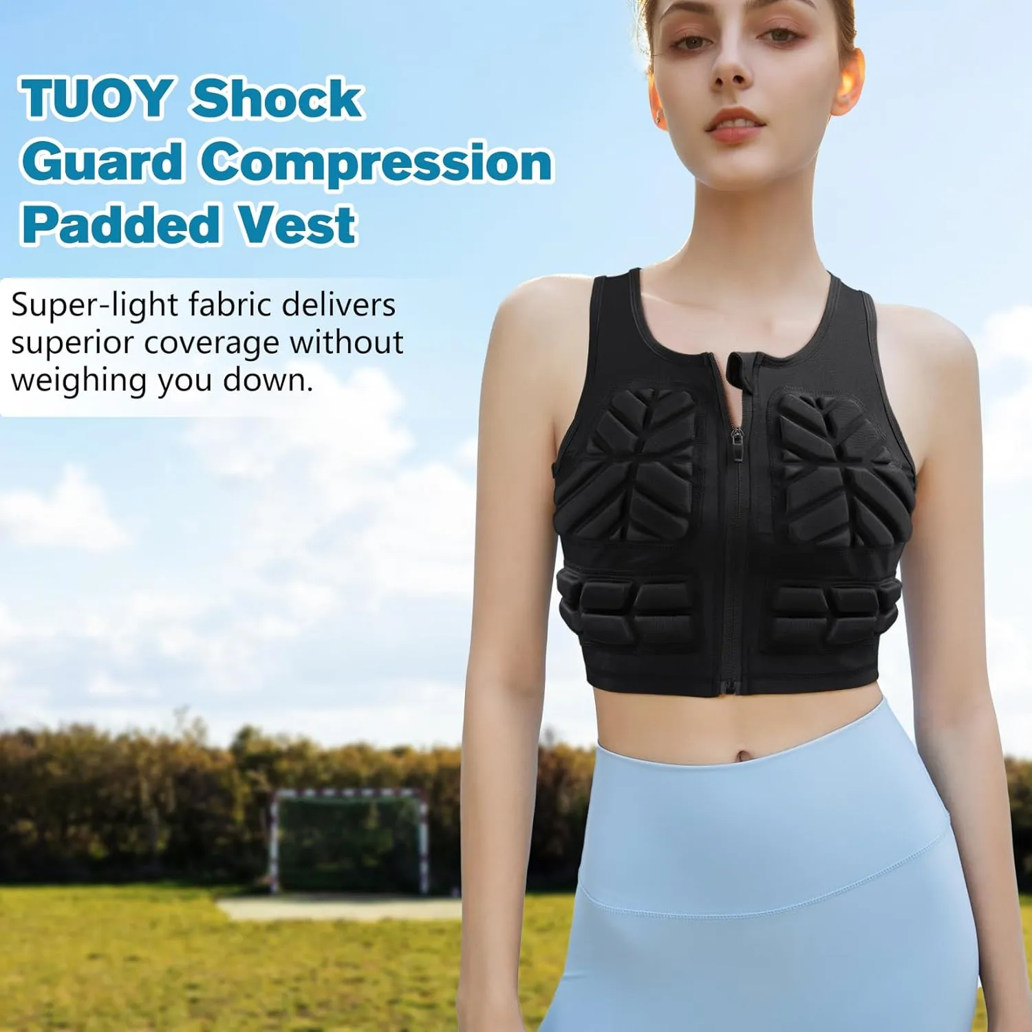 DGXINJUN Youth Aldult Padded Vest for Women Football Impact Chest Rib Protector for Girls Soccer Football Rugby Softball