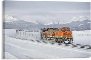 Diesel Train BNSF Poster Landscape Poster Vintage Train Poster (3) Canvas Painting Wall Art Poster for Bedroom Living Room Decor 12x08inch(30x20cm) Frame-style