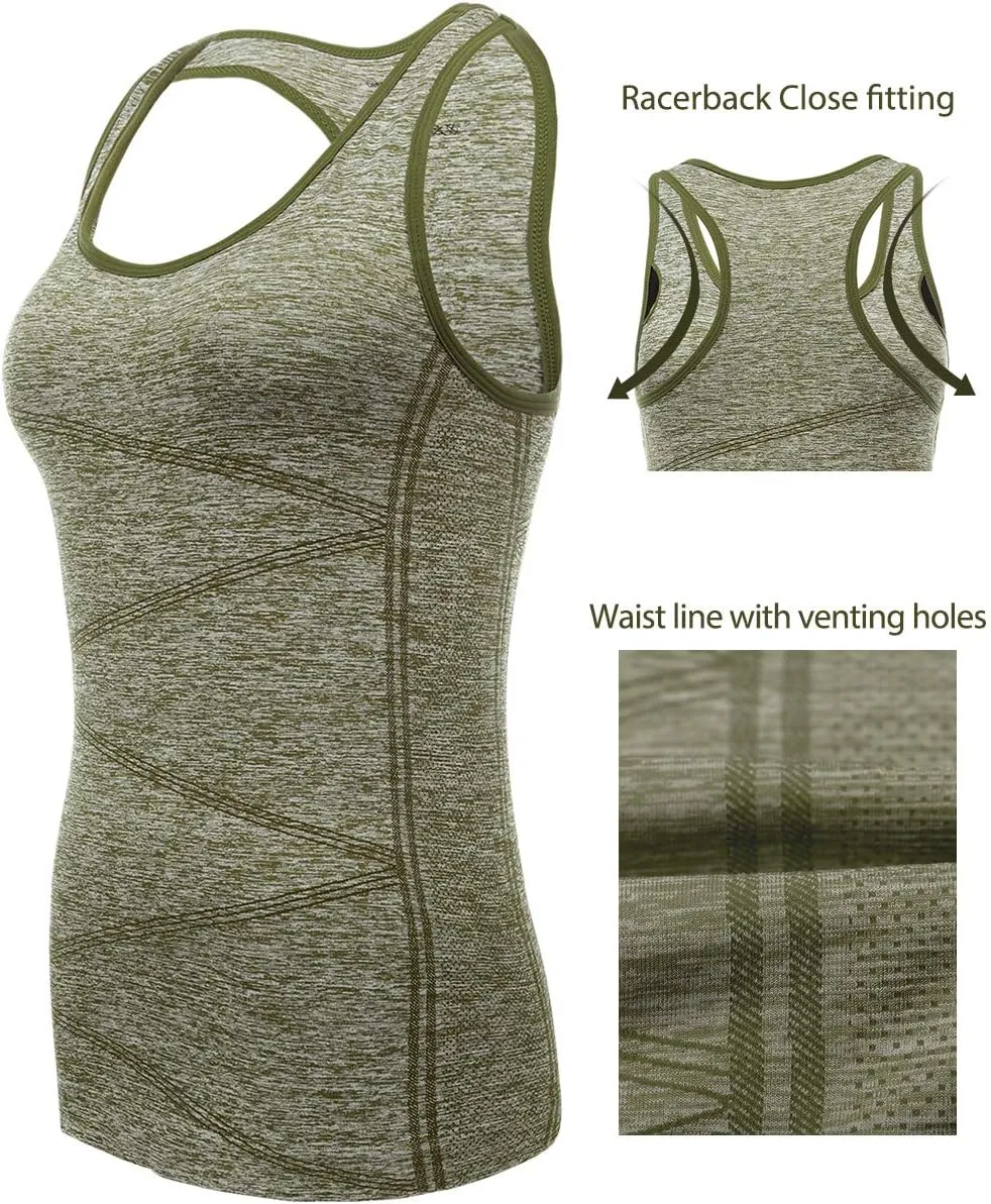 Disbest Yoga Tank Top, Women's Performance Stretchy Quick Dry Sports Workout Running Top Vest with Removable Pads
