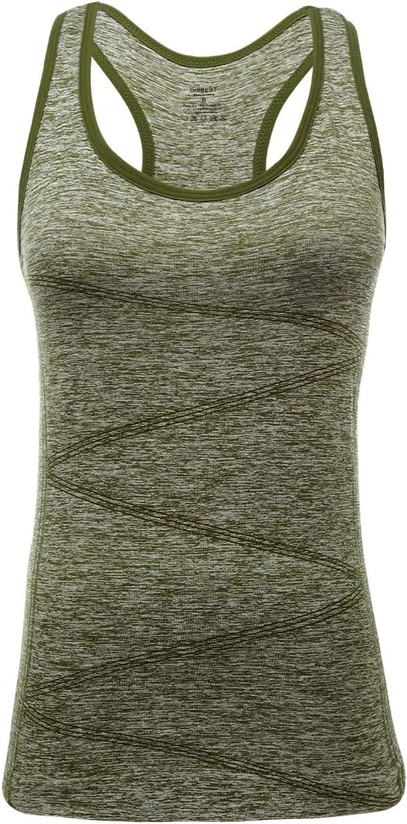 Disbest Yoga Tank Top, Women's Performance Stretchy Quick Dry Sports Workout Running Top Vest with Removable Pads