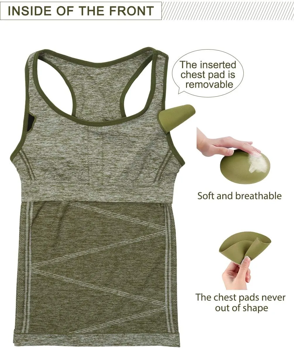 Disbest Yoga Tank Top, Women's Performance Stretchy Quick Dry Sports Workout Running Top Vest with Removable Pads