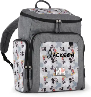 Disney Personalized Diaper Bag Character MICKEY MINNIE and MORE Multi-Pocket Functional Baby Diaper Bag Backpacks (Personalized Mickey Mouse Icon Gray)