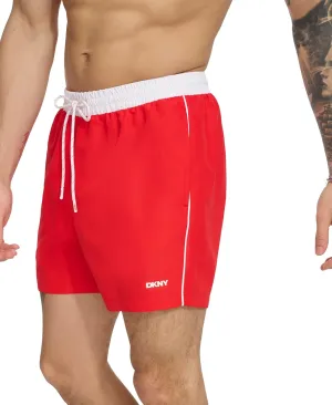 DKNY Men's Lightweight Quick Dry Volley UPF 40  Protection Swim Trunk