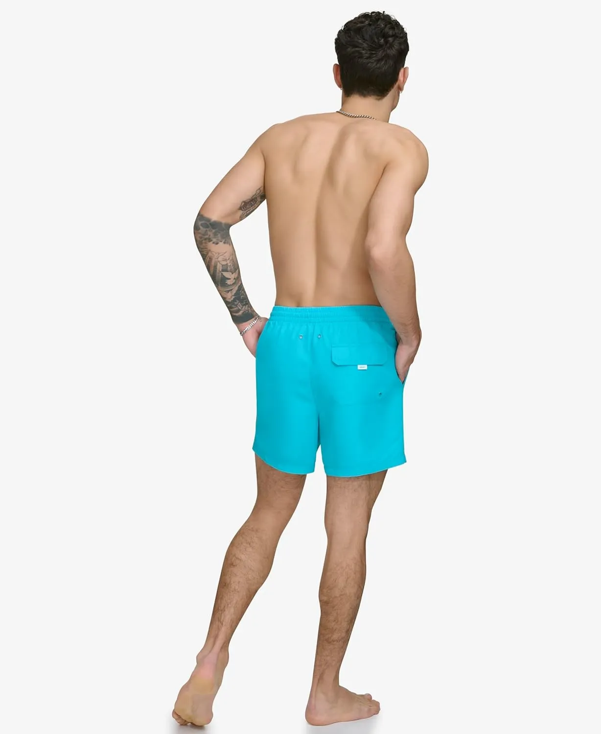 DKNY Men's Lightweight Quick Dry Volley UPF 40  Protection Swim Trunk