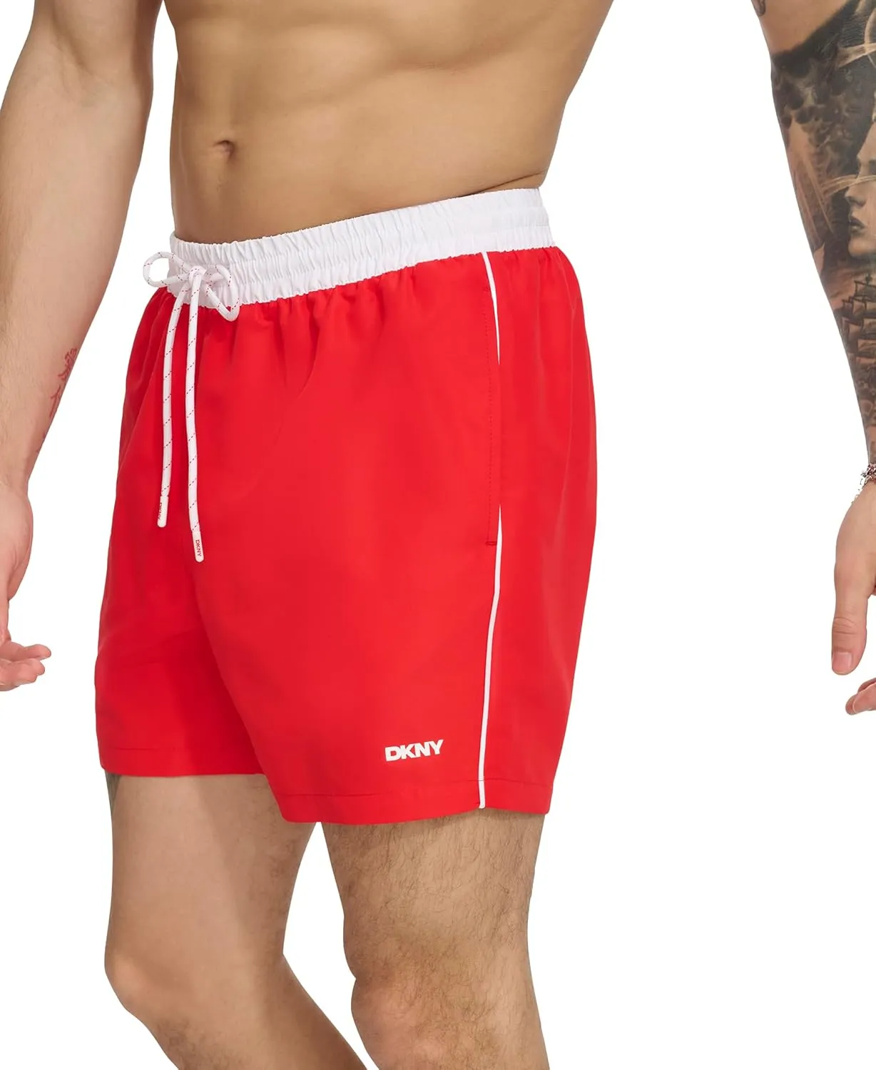DKNY Men's Lightweight Quick Dry Volley UPF 40  Protection Swim Trunk