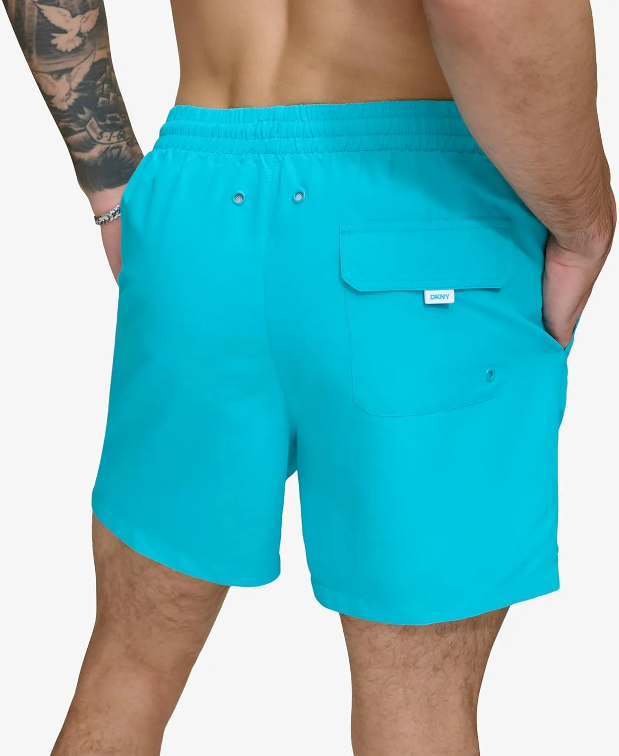 DKNY Men's Lightweight Quick Dry Volley UPF 40  Protection Swim Trunk