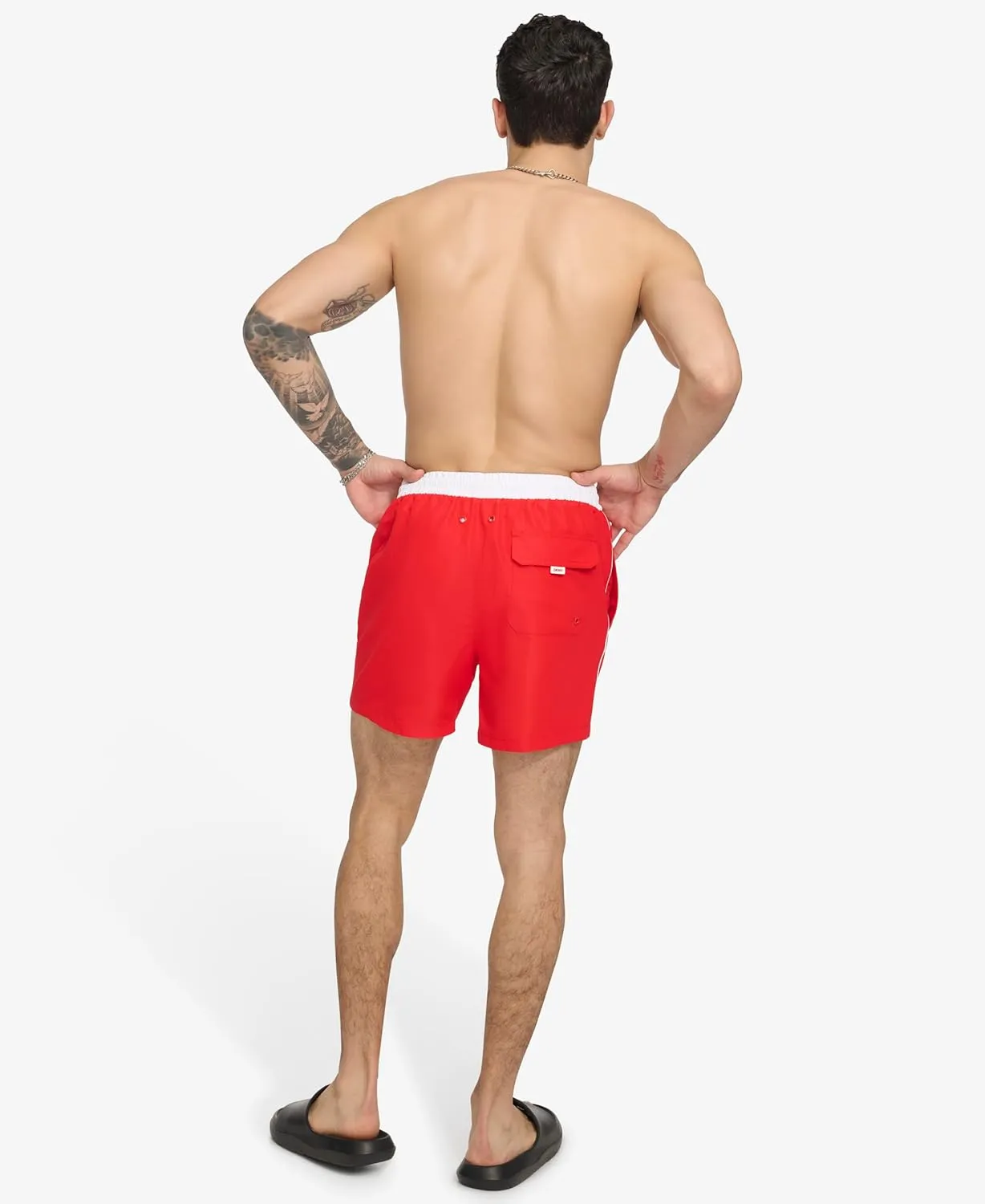DKNY Men's Lightweight Quick Dry Volley UPF 40  Protection Swim Trunk