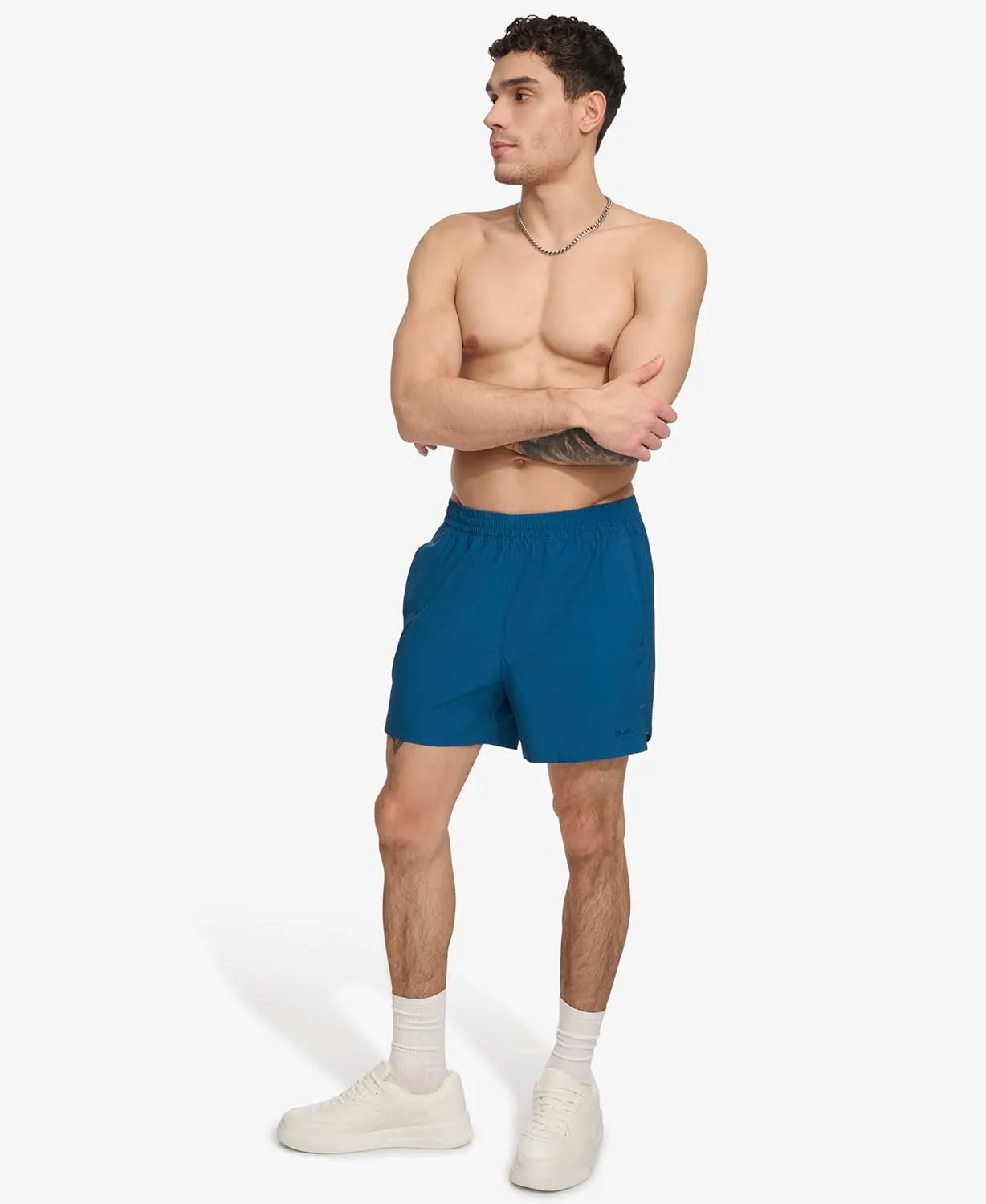 DKNY Men's Stretch Quick Dry Volley UPF 40  Protection Swim Trunk