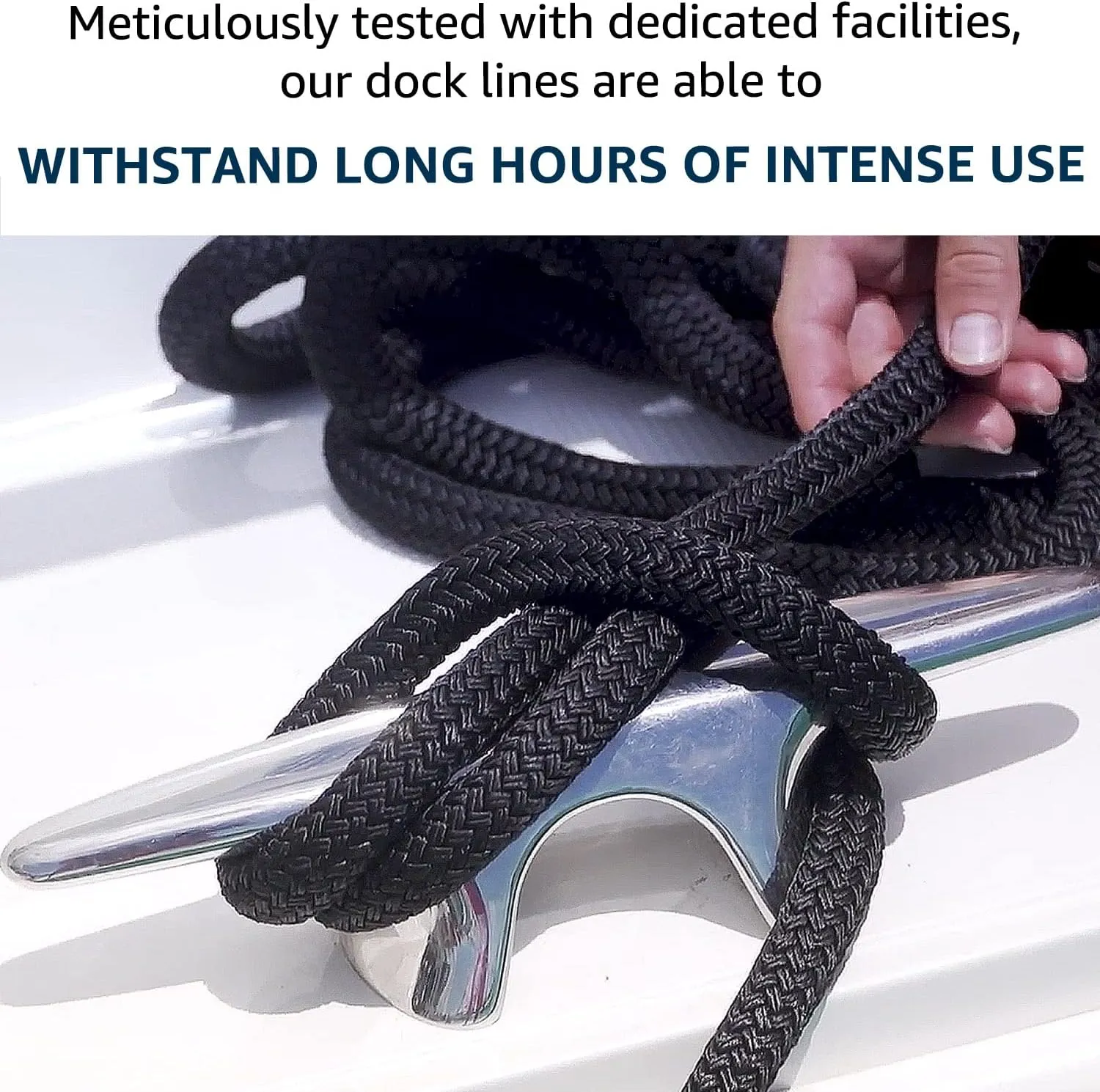 Dock Lines: 3/4" x 35' Double Braided Nylon Boat Dock Lines - Premium Boat Ropes for Docking with 18" Loop - Marine Grade Boat Rope/Dock Line, Sturdy Mooring Marine Rope - 2 Pack (Black)