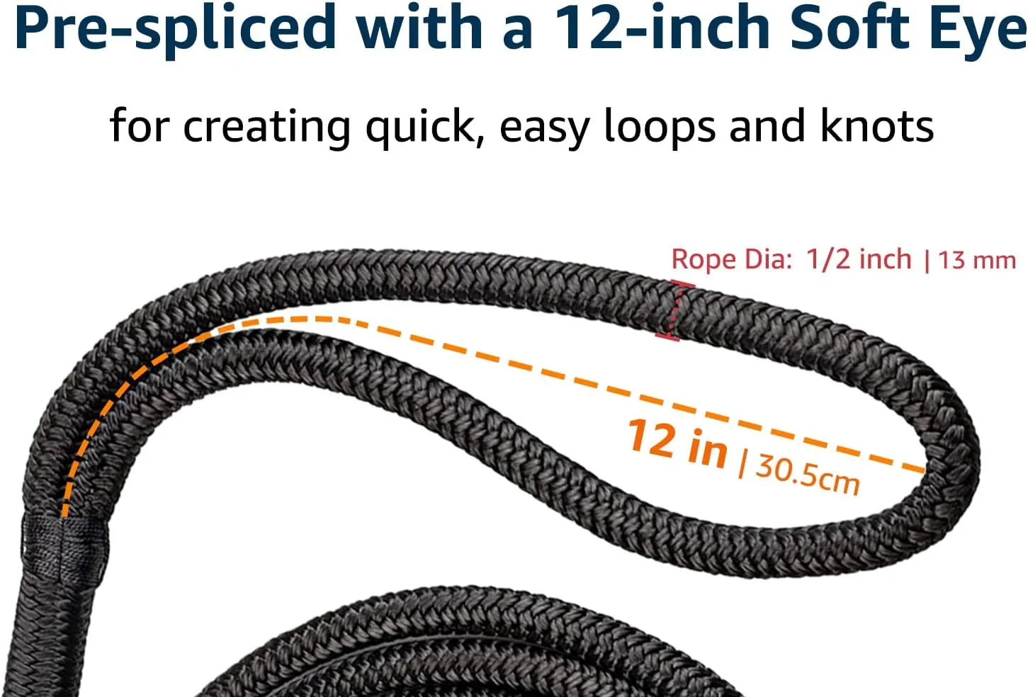 Dock Lines 4 Pack 1/2" x 20' Double Braided Nylon Boat Dock Lines Pre-spliced with a 12" Loop, Easy to Handle Boat Ropes for Docking, Marine-Grade Dock Lines for Boats 1/2 Inch Boat Lines,J-FM TWNTHSD