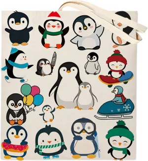 DOOX Penguin Tote Bag, Canvas Reusable Shopping/Grocery/Beach/Gifts Bag - Birthday & Christmas Penguin Gifts for Women