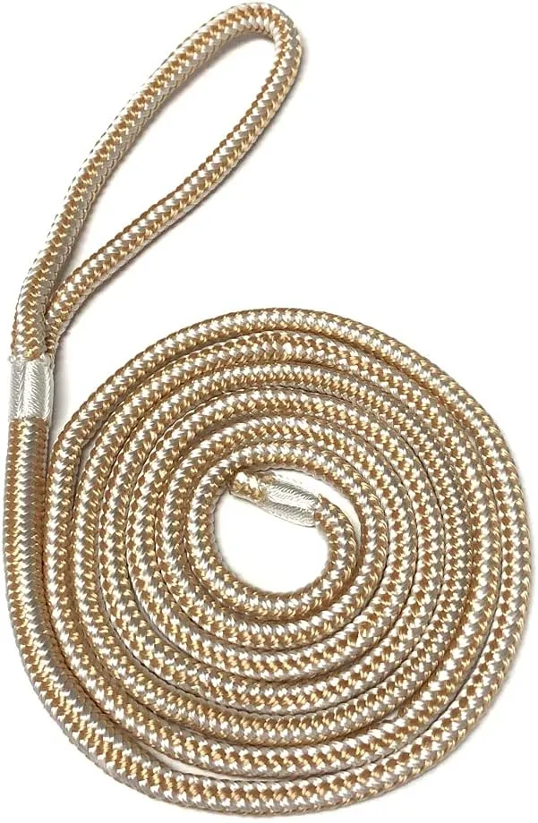 Double Braid Gold/White Boat Dock Line (1/2" x 15')