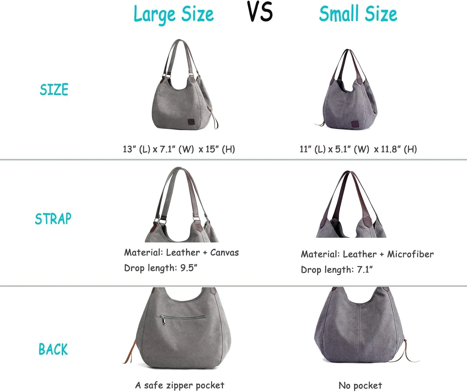 DOURR Women's Multi-pocket Shoulder Bag Fashion Cotton Canvas Handbag Tote Purse