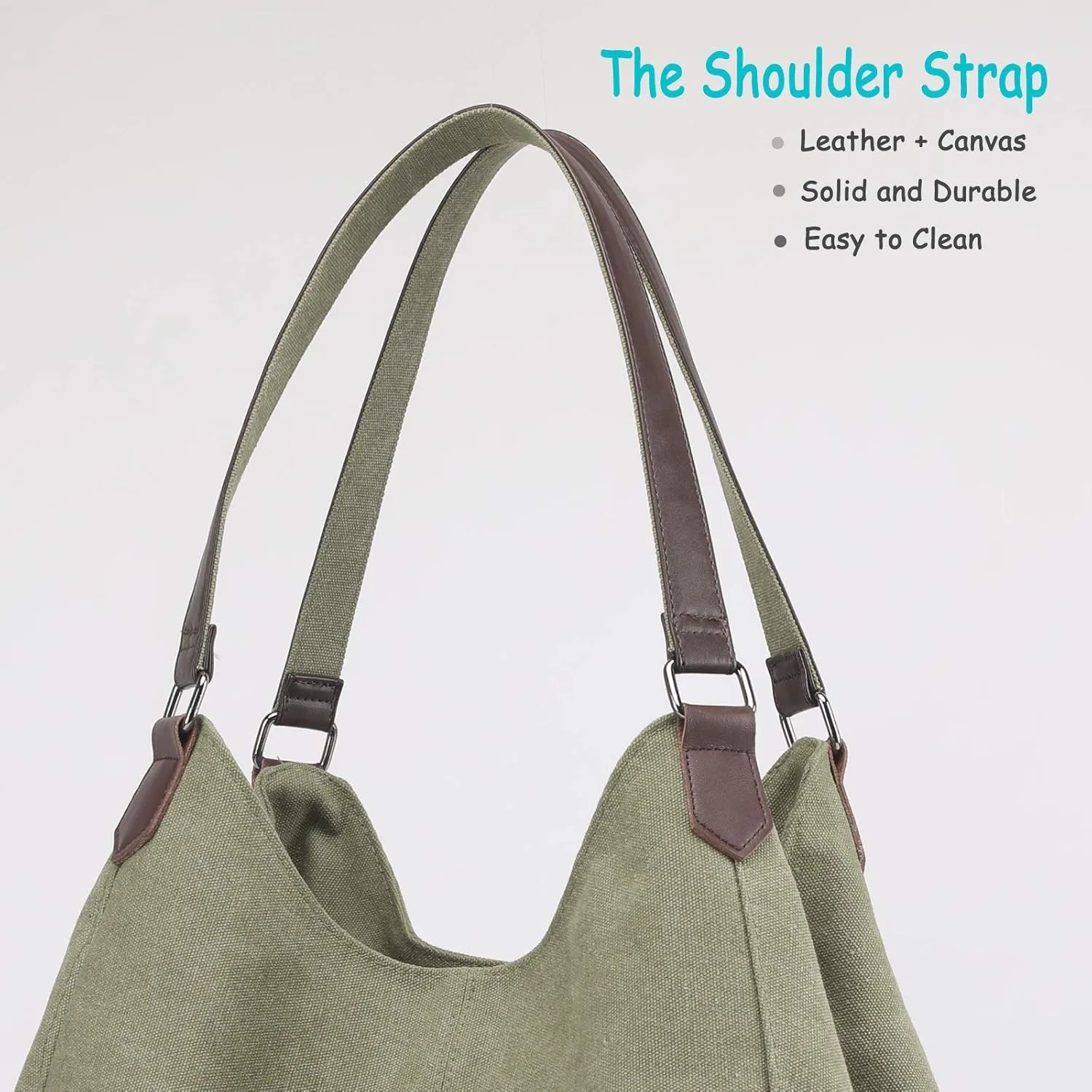 DOURR Women's Multi-pocket Shoulder Bag Fashion Cotton Canvas Handbag Tote Purse