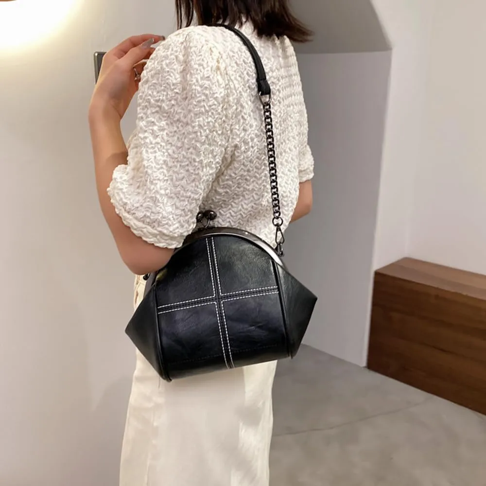 Downupdown Women Purses Handbags Kiss Lock Satchel Bag Chain Shoulder Bag PU Leather Hobo Bags Crossbody Bag Clutch Wallet
