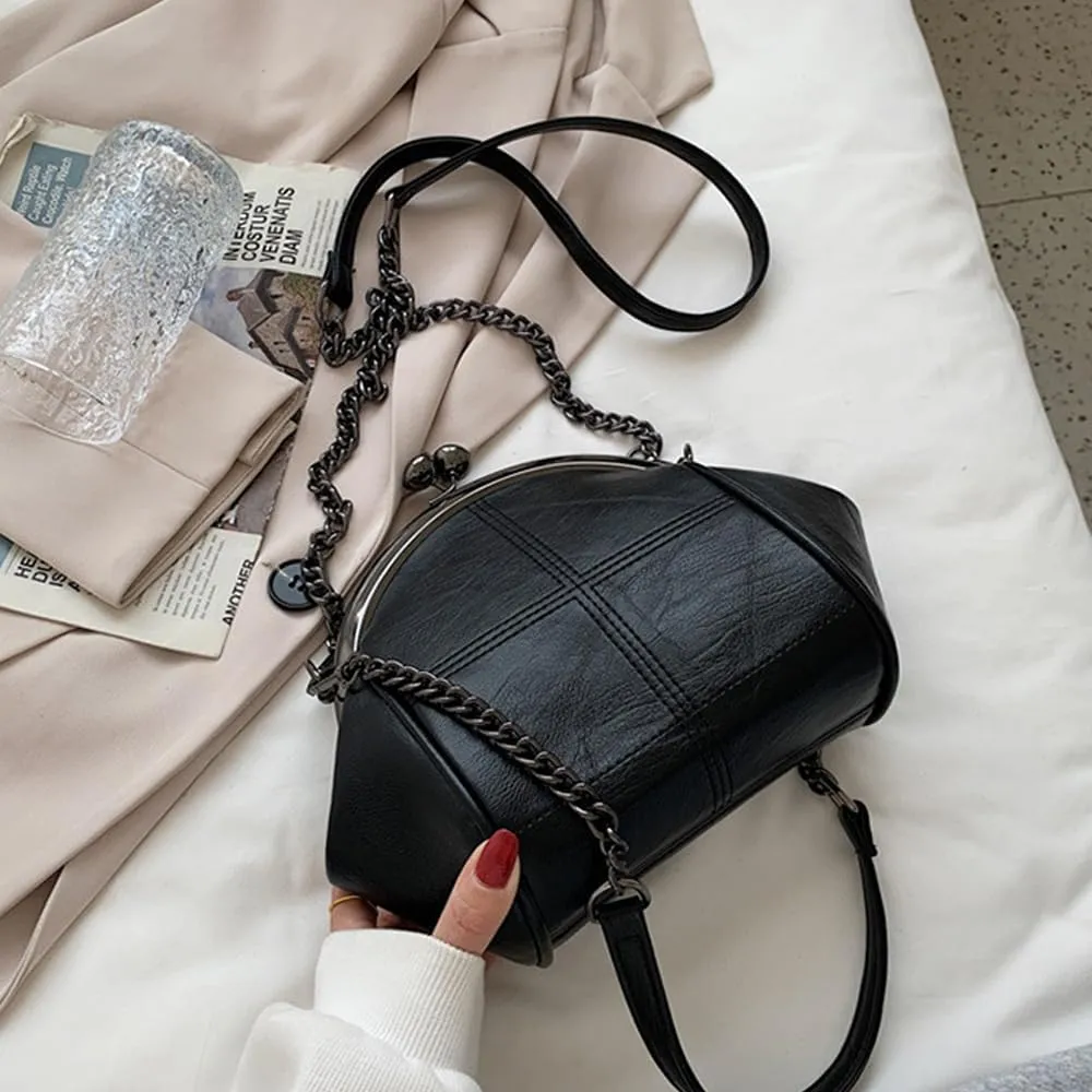 Downupdown Women Purses Handbags Kiss Lock Satchel Bag Chain Shoulder Bag PU Leather Hobo Bags Crossbody Bag Clutch Wallet