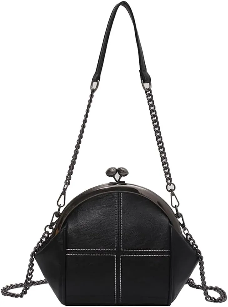 Downupdown Women Purses Handbags Kiss Lock Satchel Bag Chain Shoulder Bag PU Leather Hobo Bags Crossbody Bag Clutch Wallet