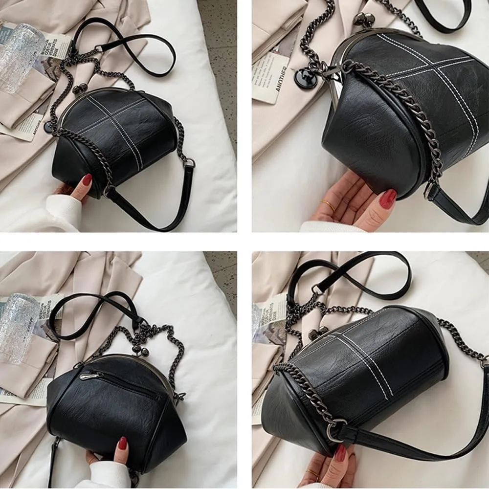Downupdown Women Purses Handbags Kiss Lock Satchel Bag Chain Shoulder Bag PU Leather Hobo Bags Crossbody Bag Clutch Wallet