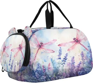 Dragonflies Youth Sports & Travel Duffle Bag with Shoe Compartment,Waterproof Gym Bag for Girls and Boys (Overnight Essentials Organizer)